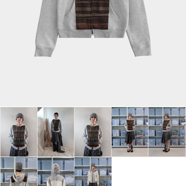 0tape FABRIC BLOCK HOODED ZIP-UP HEATHER