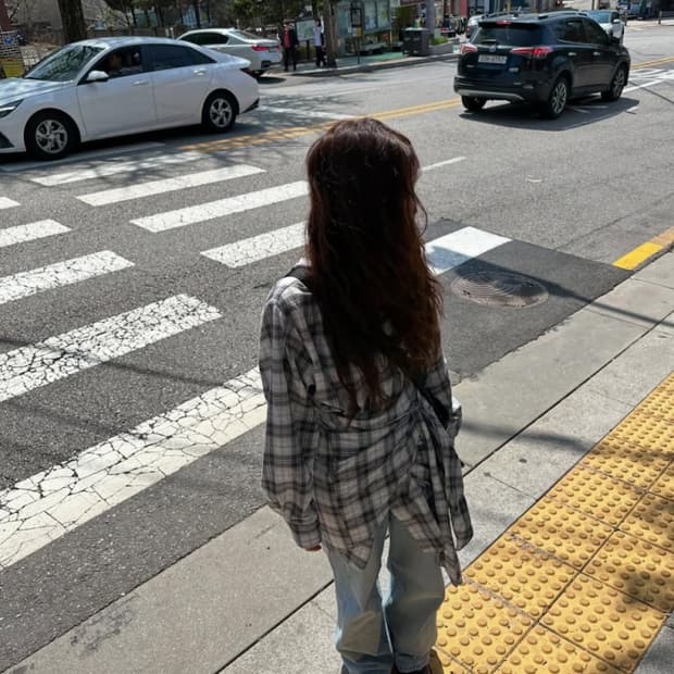 더베를린 체크랩 롱 셔츠