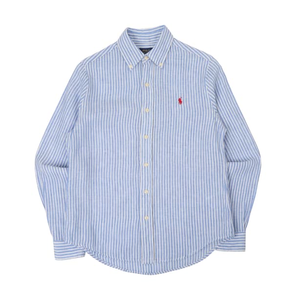 폴로 랄프로렌 qr 린넨 라이트 블루 스트라이프 셔츠