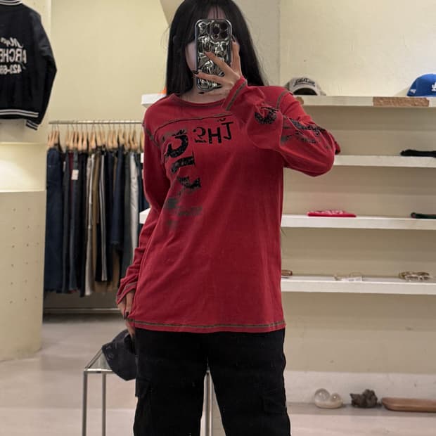 디젤 그래픽 워싱 긴팔 티셔츠 U1655