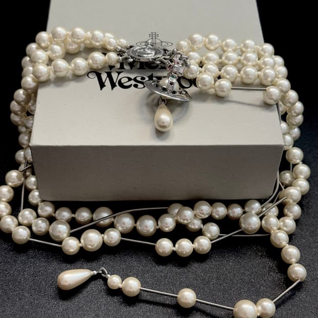 비비안웨스트우드 언발란스 진주 펄 드롭 브로큰 목 걸이