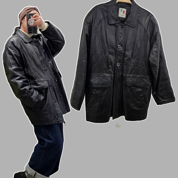 Italy 블랙 램스킨 자켓