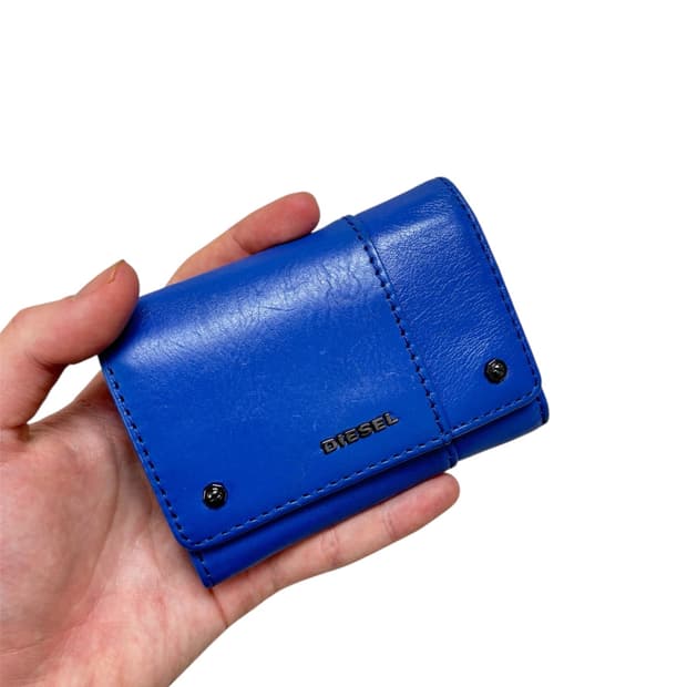 디젤 메탈로고 블루 미니 지갑     