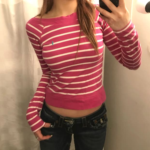 Polo 폴로랄프로렌 슬림핏 보트넥 핫핑크 롱슬리브