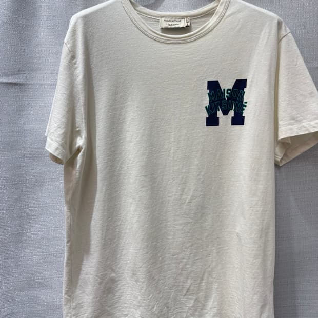 메종키츠네 바시티 M로고 코튼/린넨 반팔티 M(M) 남여공용