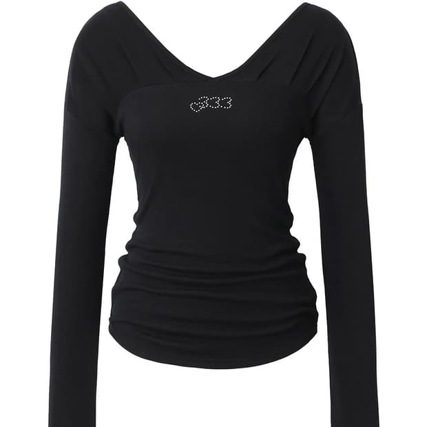 쓰리타임즈 로즈 쥬얼 주얼 탑 블랙