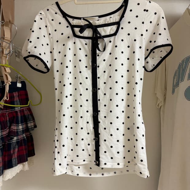 빈티지 도트 티셔츠 