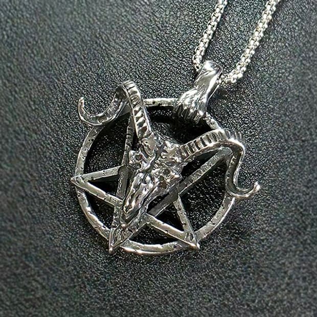 Baphomet 티타늄 펜던트 빈티지 엔틱 고딕 염소 사탄 남자 목걸이