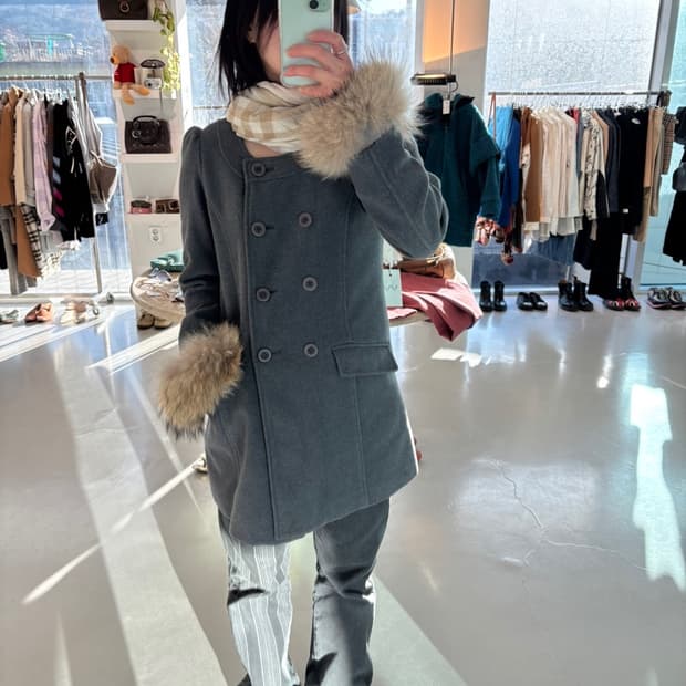 Kailani Raccoon Fur Cuffs Wool Coat