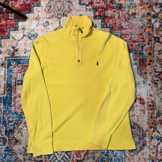 [XL] 폴로 랄프로렌 스몰포니 코튼 니트 하프집업 옐로우