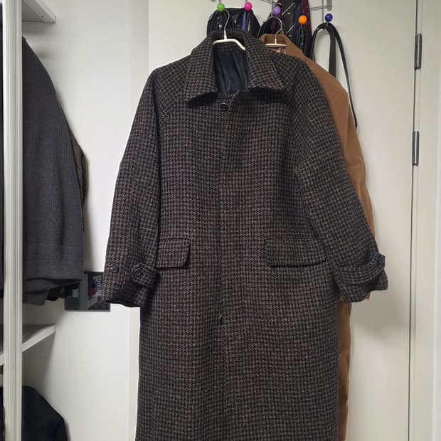 알렌느 3D 체크 울 발마칸 브라운 맥코트