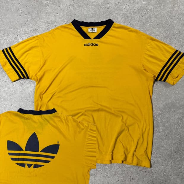 2XL 아디다스 빅로고 올드스쿨 90s 면 반팔 티 병아리