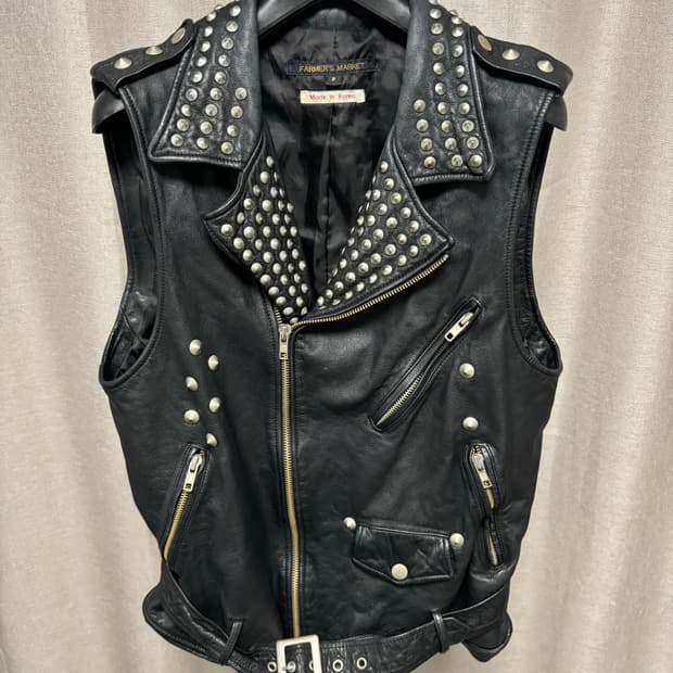 스터드 가죽 조끼 베스트