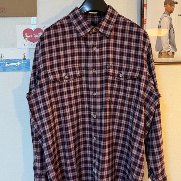 (XL)노스페이스 Cool Max  레드 체크 셔츠