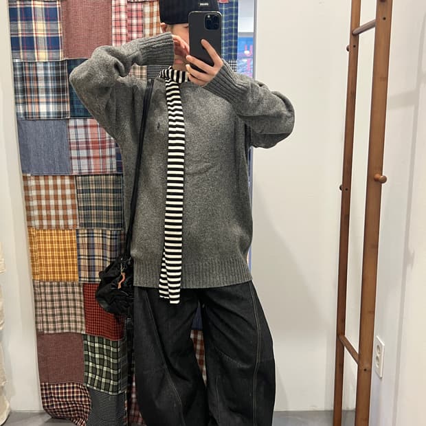 폴로 그레이 울 니트