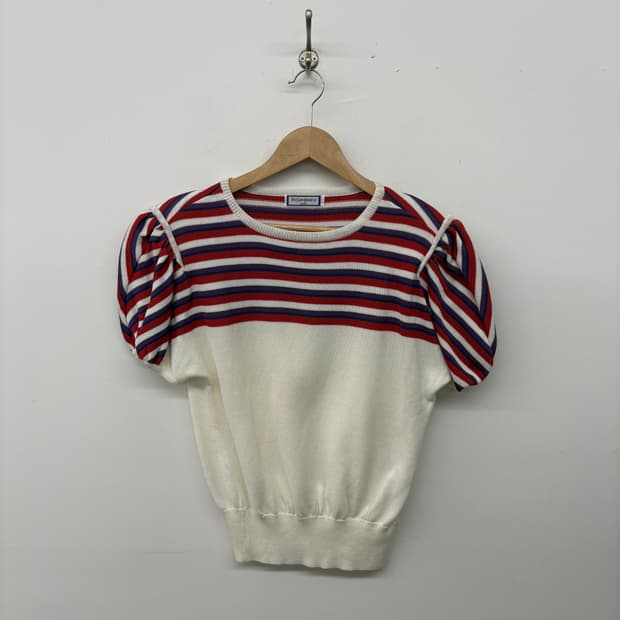 입생로랑 스트라이프 반팔 니트 여/S