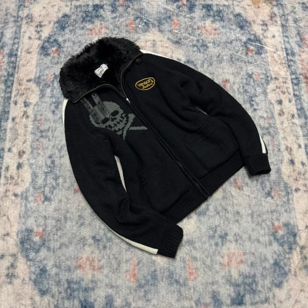 Vanson leather skull trimming fur jacket