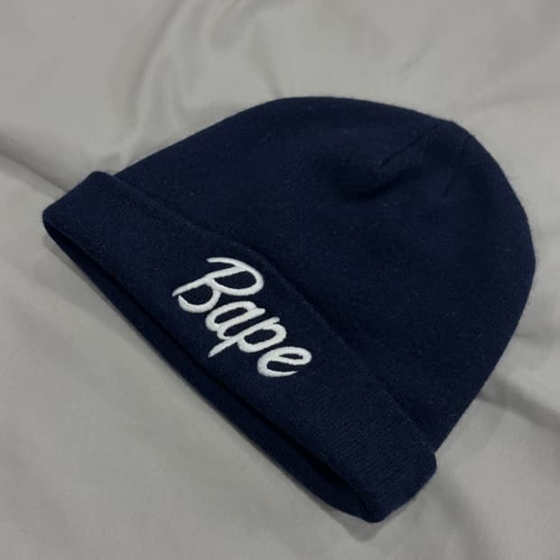 Bape 울 니트 비니 네이비