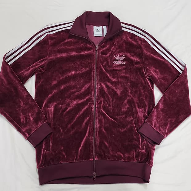 아디다스 올드스쿨 벨벳 버건디 트랙 자켓 져지