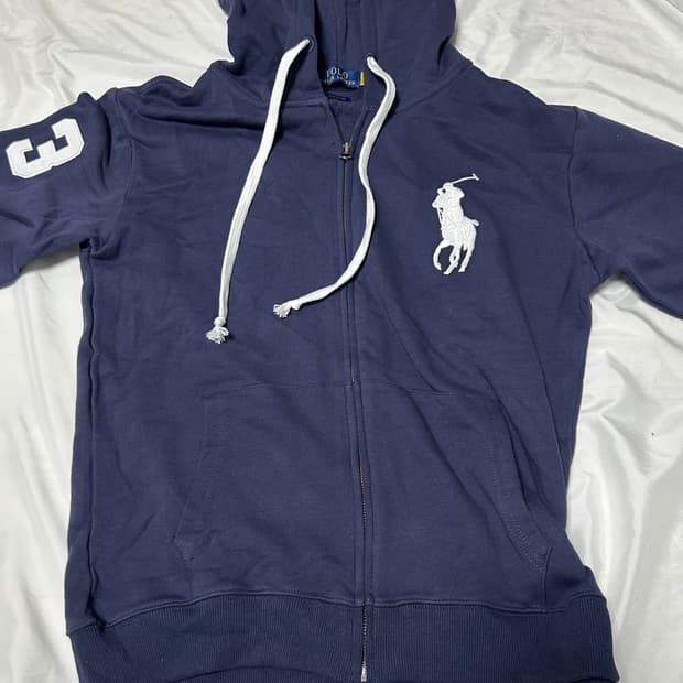 폴로 네이비 후드집업
