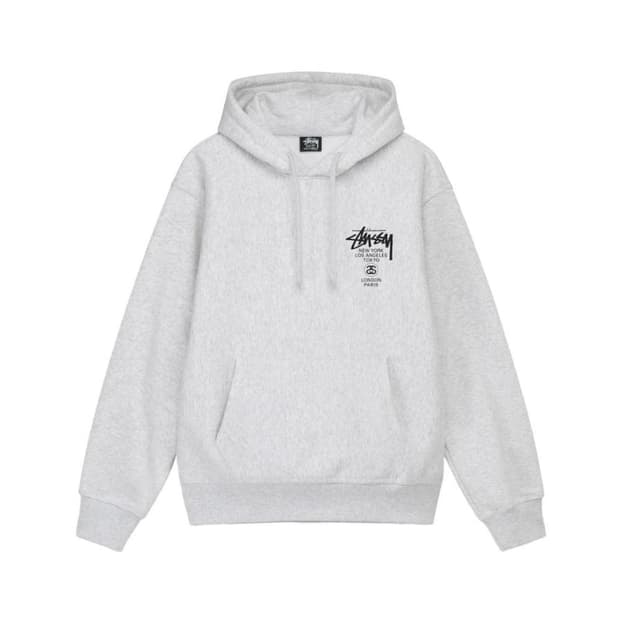 스투시 월드투어 후드 애쉬 헤더 2022 XL