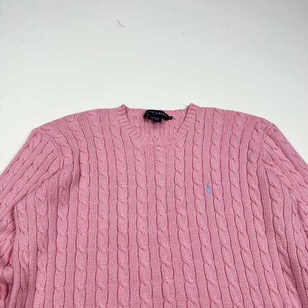 폴로 랄프로렌 포니 레트로 핑크 케이블 니트 (XL 여성추천)