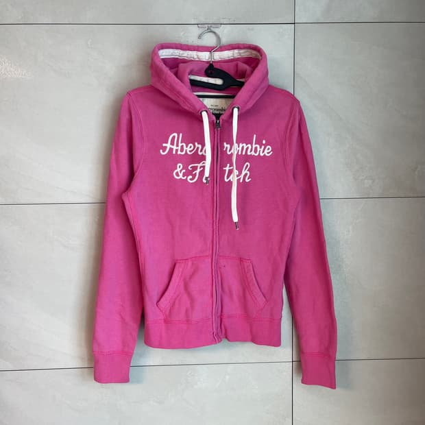 아베크롬비 스펠로고 딱붙핏 딸기우유 후드집업 [M]