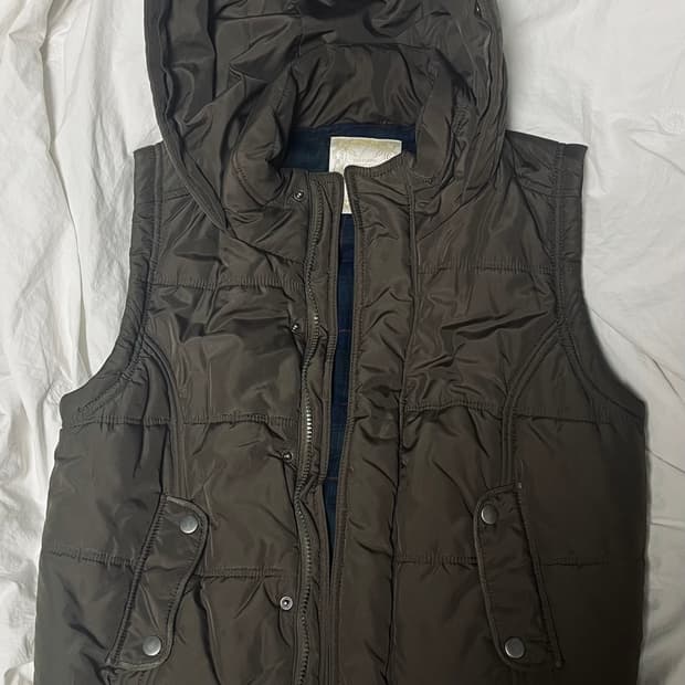 일본빈티지 후드 패딩조끼 브라운