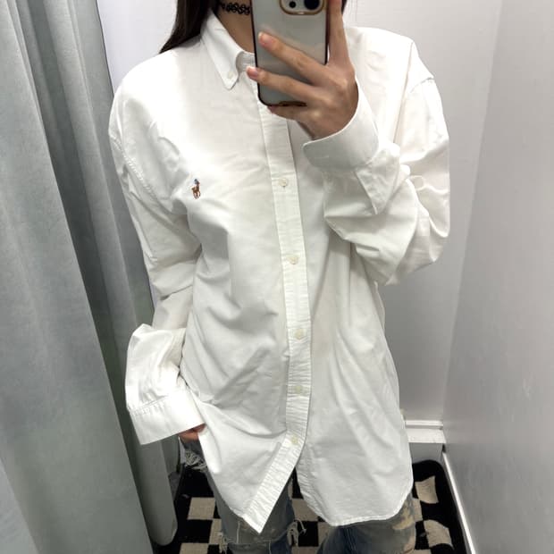 폴로 화이트 커스텀핏 셔츠