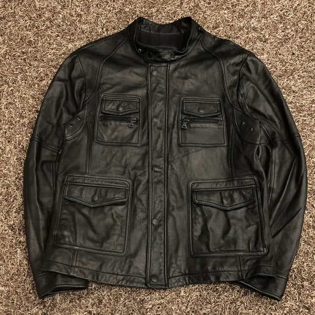 폴햄 양가죽 레더 쿼드포켓 가죽 바이커 자켓