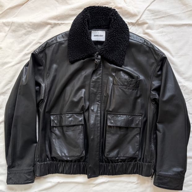 엠부쉬 레더 블루종 AMBUSH 점퍼 시어링 자켓 