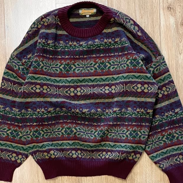 택포) Made Poland 빈티지 패턴 울 니트 스웨터