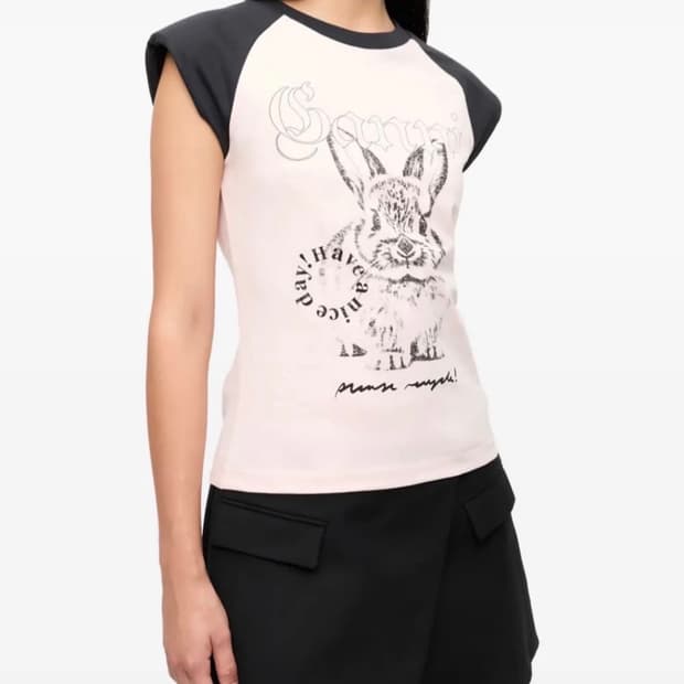 가니 SS25 버니 래글런 반팔 티셔츠