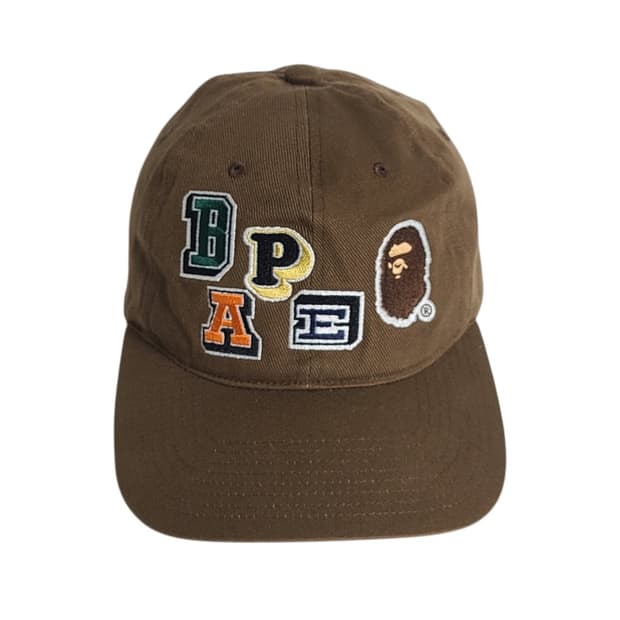 BAPE) 22SS 베이프 멀티 폰트 패치 패널 볼캡 모자 브라운