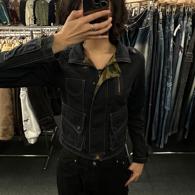 M)타미힐피거 빈티지 여성 멀티 포켓 크롭 필드자켓