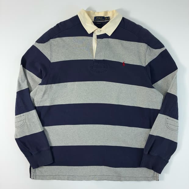 Polo  폴로 랄프로렌 자수 코튼 스트라이프 럭비 티셔츠 