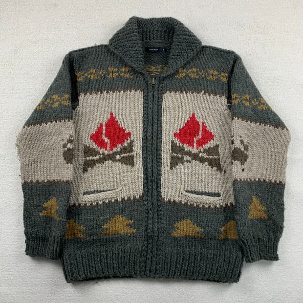 주카스페이스 빈티지 헤비울 코위찬 가디건 