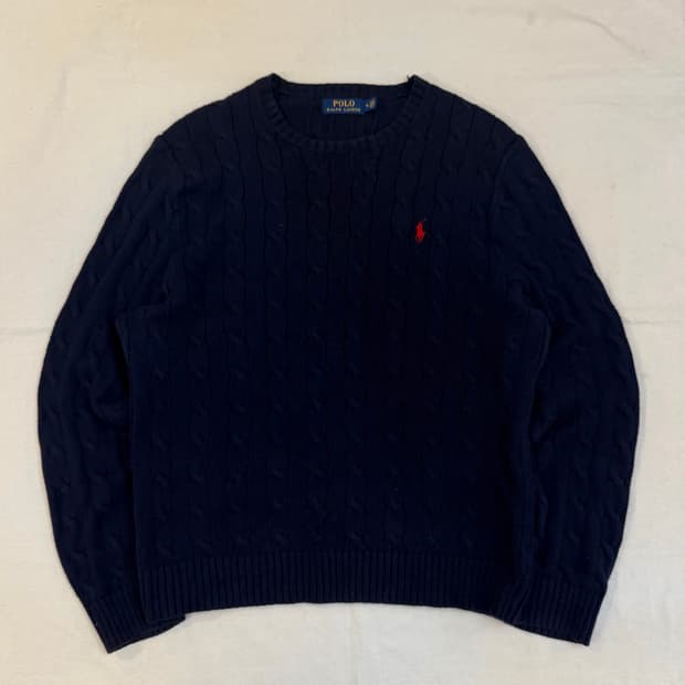 폴로 랄프로렌 꽈배기 케이블니트 네이비