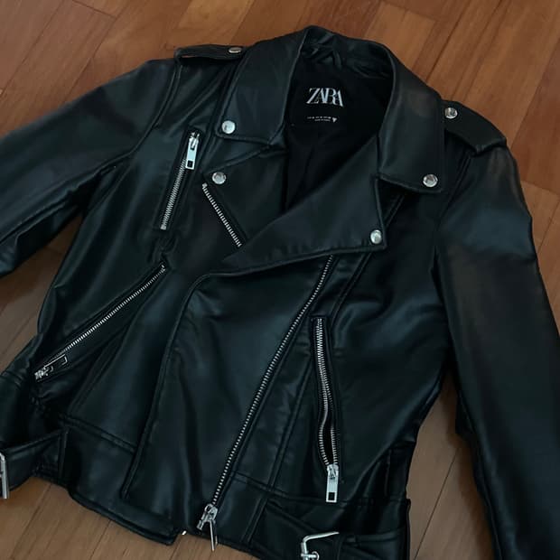 자라 zara 레더 가죽자켓 블랙