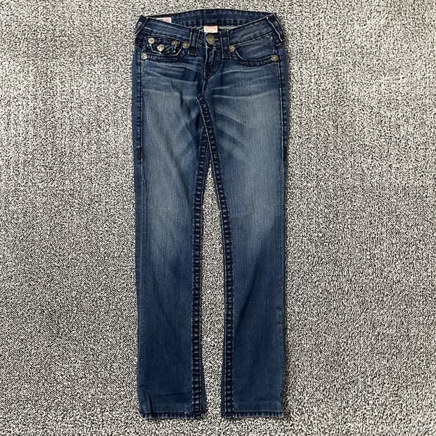빈티지9. 트루릴리전 로우라이즈 워시드 슬림핏 진 데님팬츠 청바지
