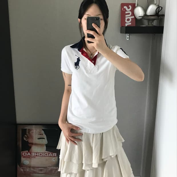 폴로 랄프로렌 빅포니로고 화이트 카라티