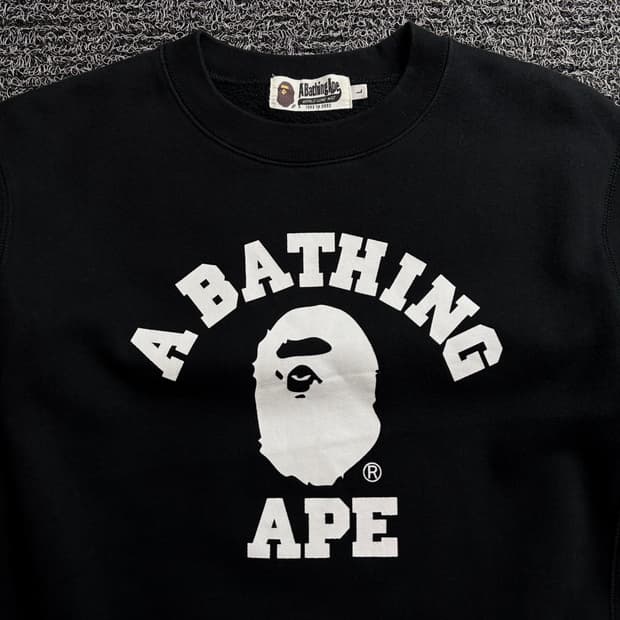 베이프 컬리지 사루 빅로고 크루넥 스웻 셔츠 1428