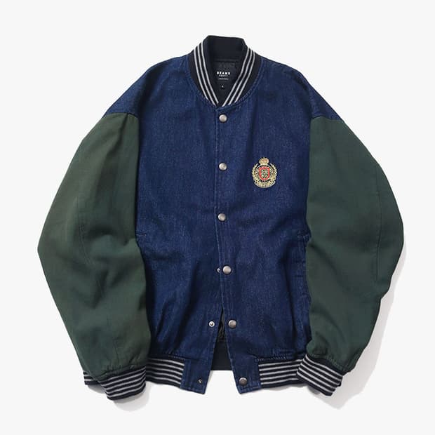 BEAMS HEART - DENIM VARSITY JACKET