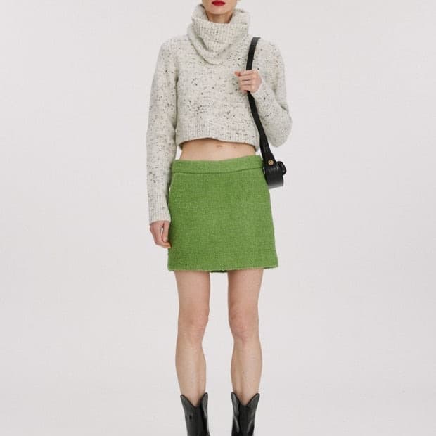 홀리데이 그린 부클 미니스커트