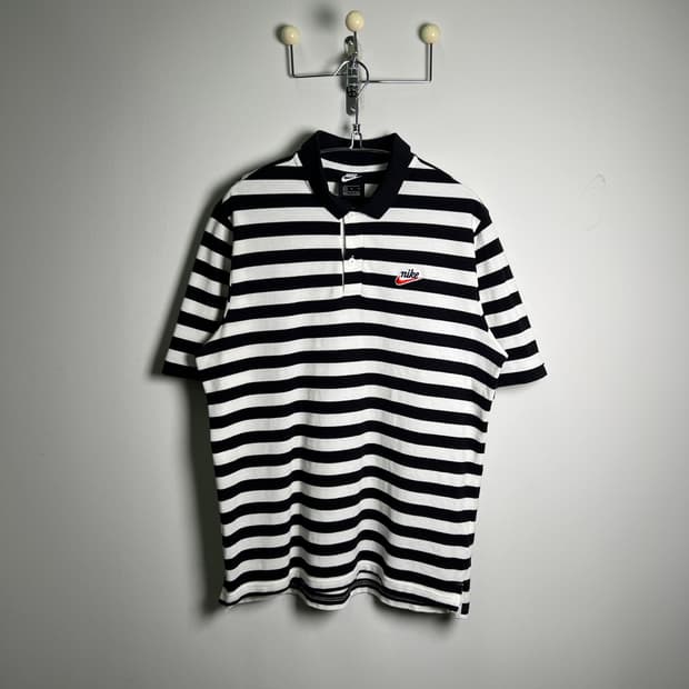 NIKE 나이키 블랙 스트라이프 반팔 폴로 셔츠 XL