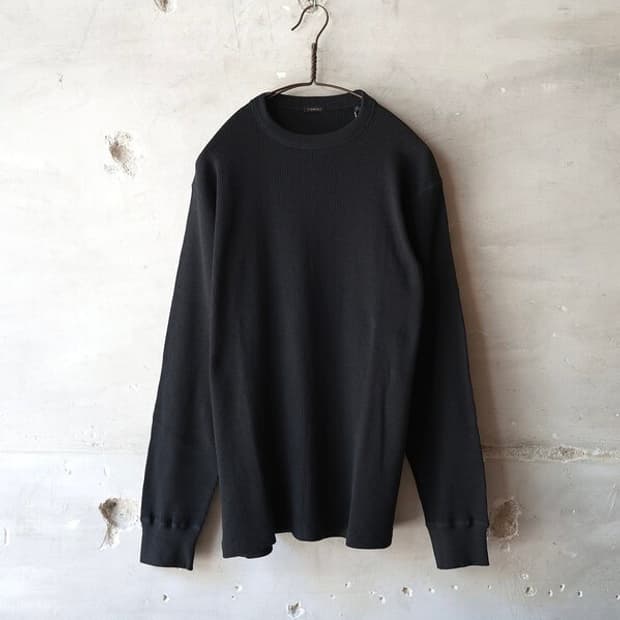 코모리 코모리 코튼 캐시미어 와플 크루 블랙 2