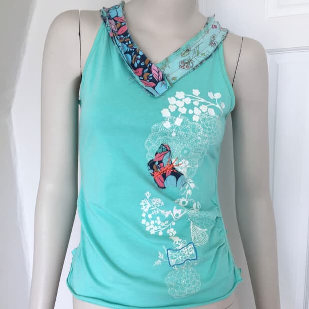Vintage Oriental Print Mint Cami Top
