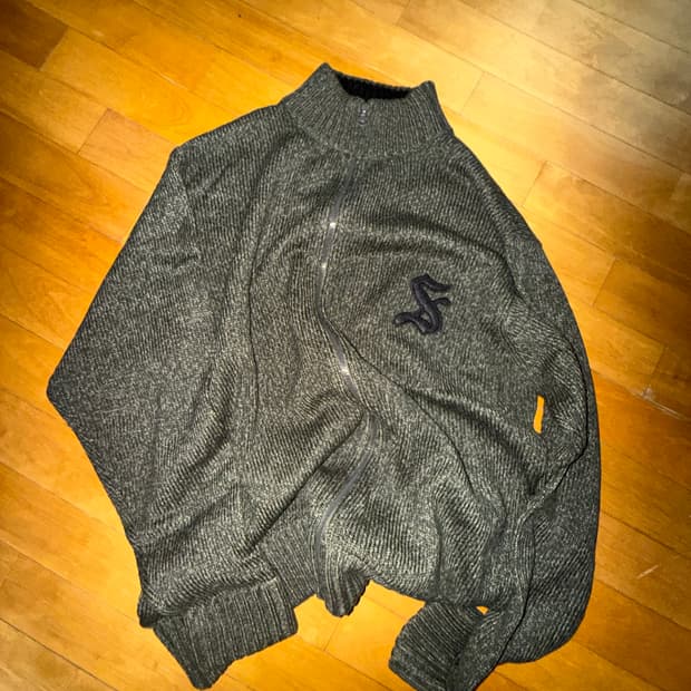 90s STUSSY 스투시 빈티지 울 혼방 집업 니트 가디건