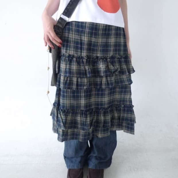 히피디피 kiki check skirt khaki