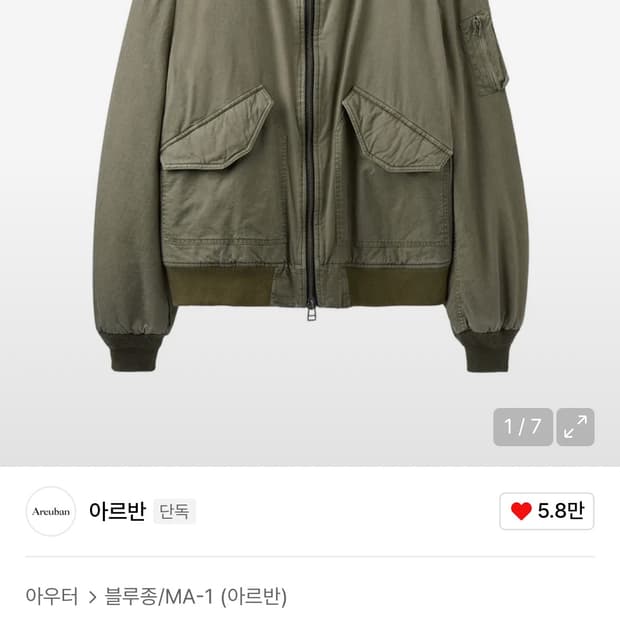 아르반 플라이트 MA-1 봄버 데저트 카키(3)